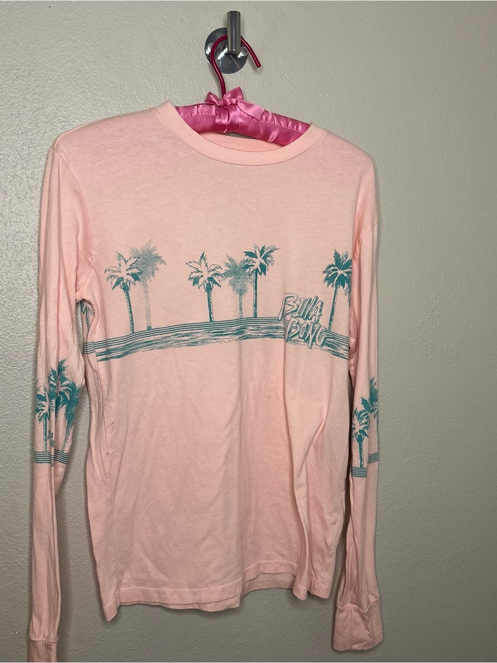 Billabong Pink Long Sleeve Palm Tee XS